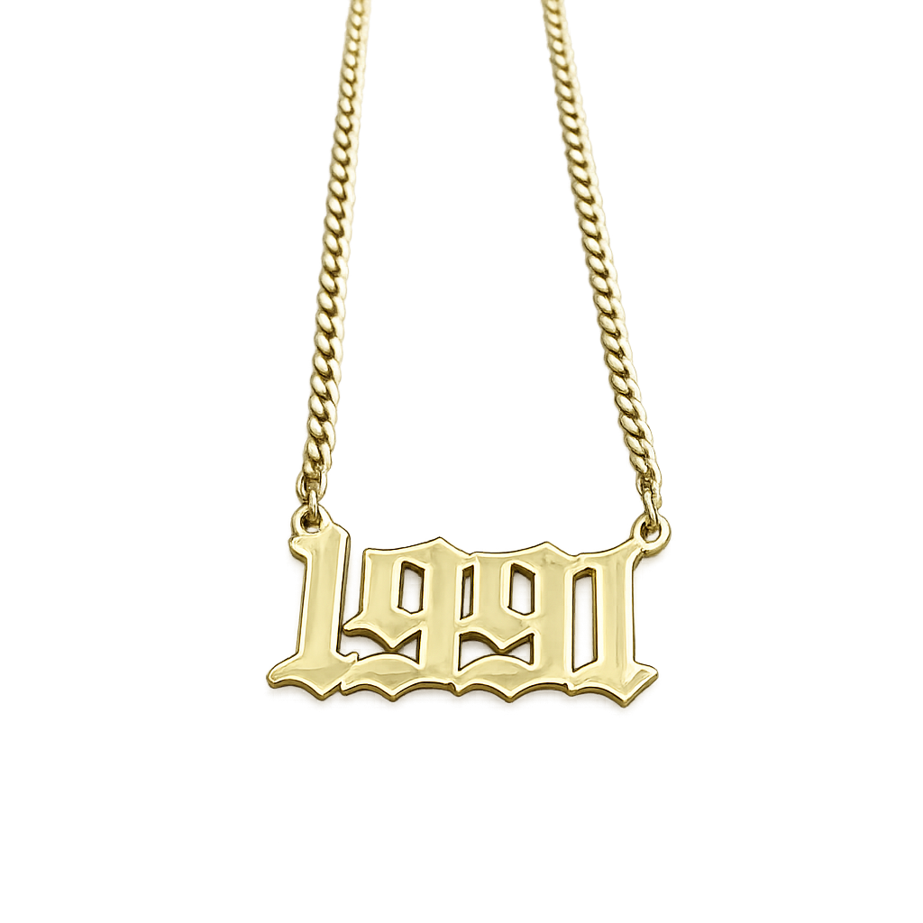 Gold Plated Old English Year Cuban Link Necklace
