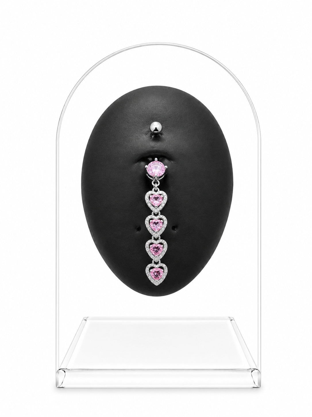 Stacked-Hearts Dangle Belly Piercing