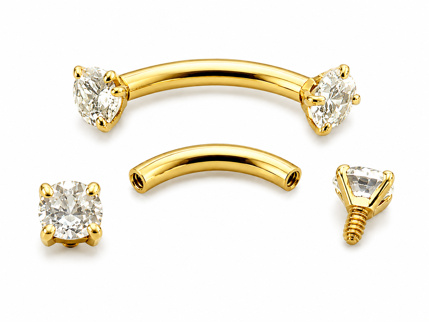 Gold Gem- Snake Eye Curved Bar