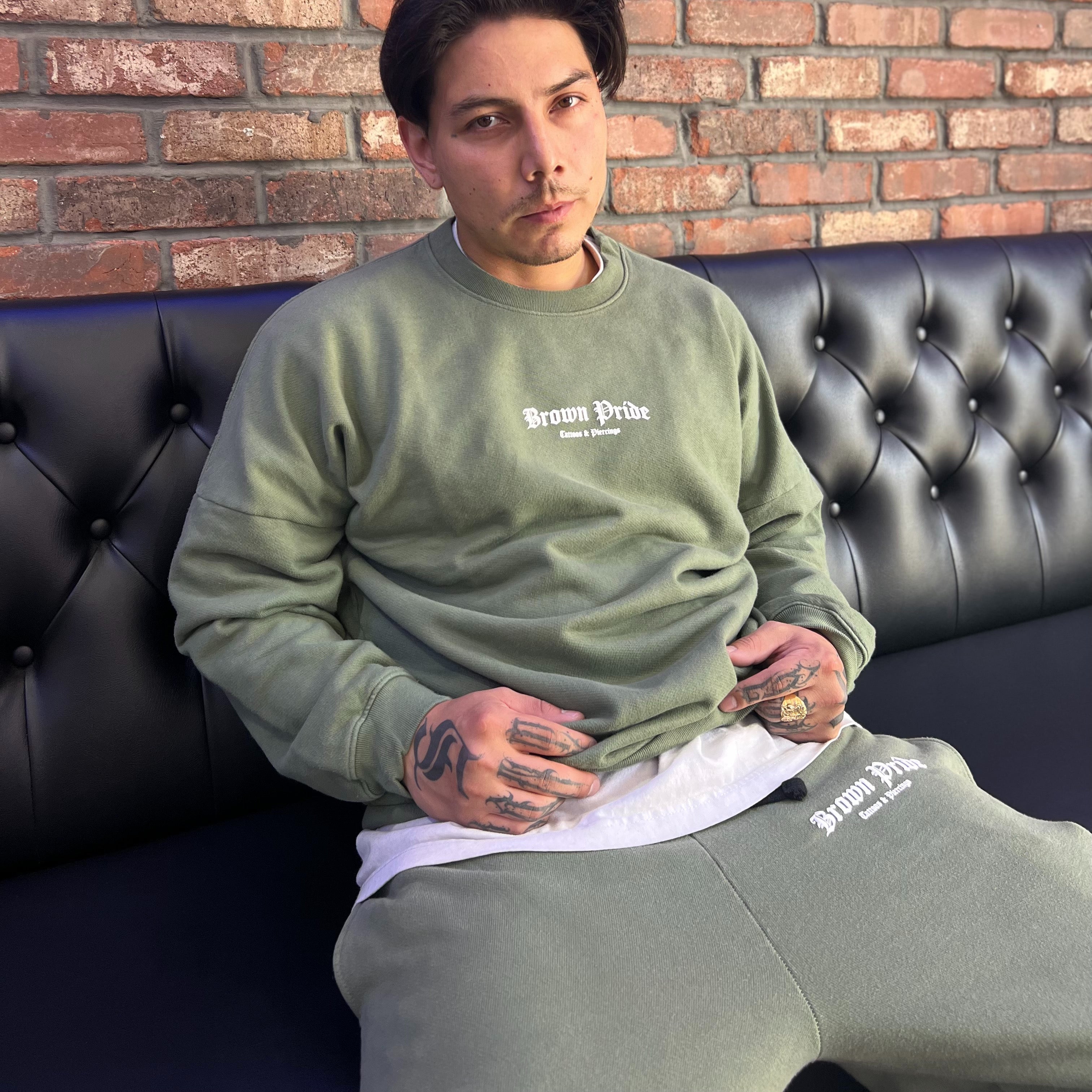 Green Brown Pride Crew Neck and Sweatpants Set