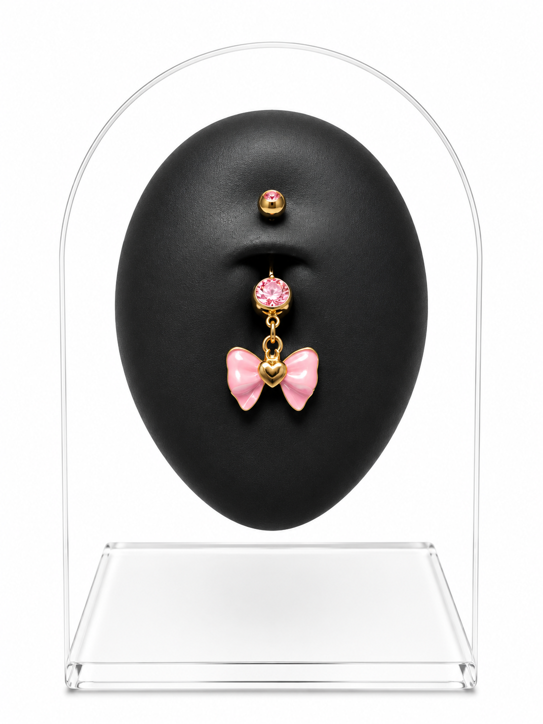Rose Quart Bow Belly Piercing