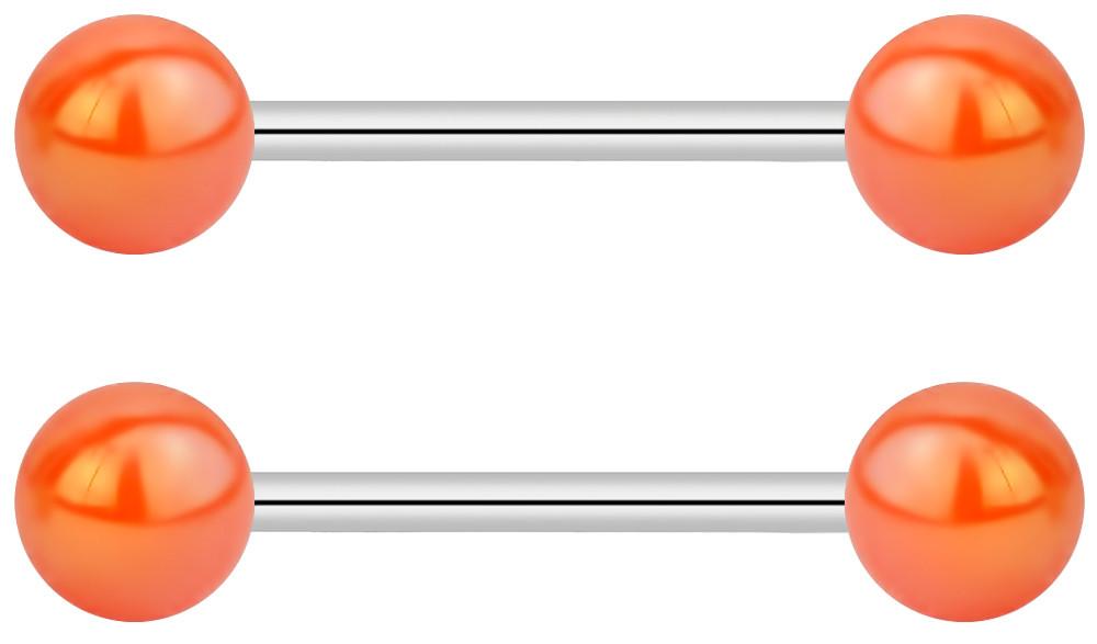 Orange-marble Nipple Piercings