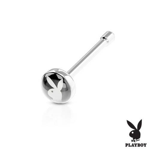 Playboy Bunny Inlaid Flat Top Nose Bone Stud