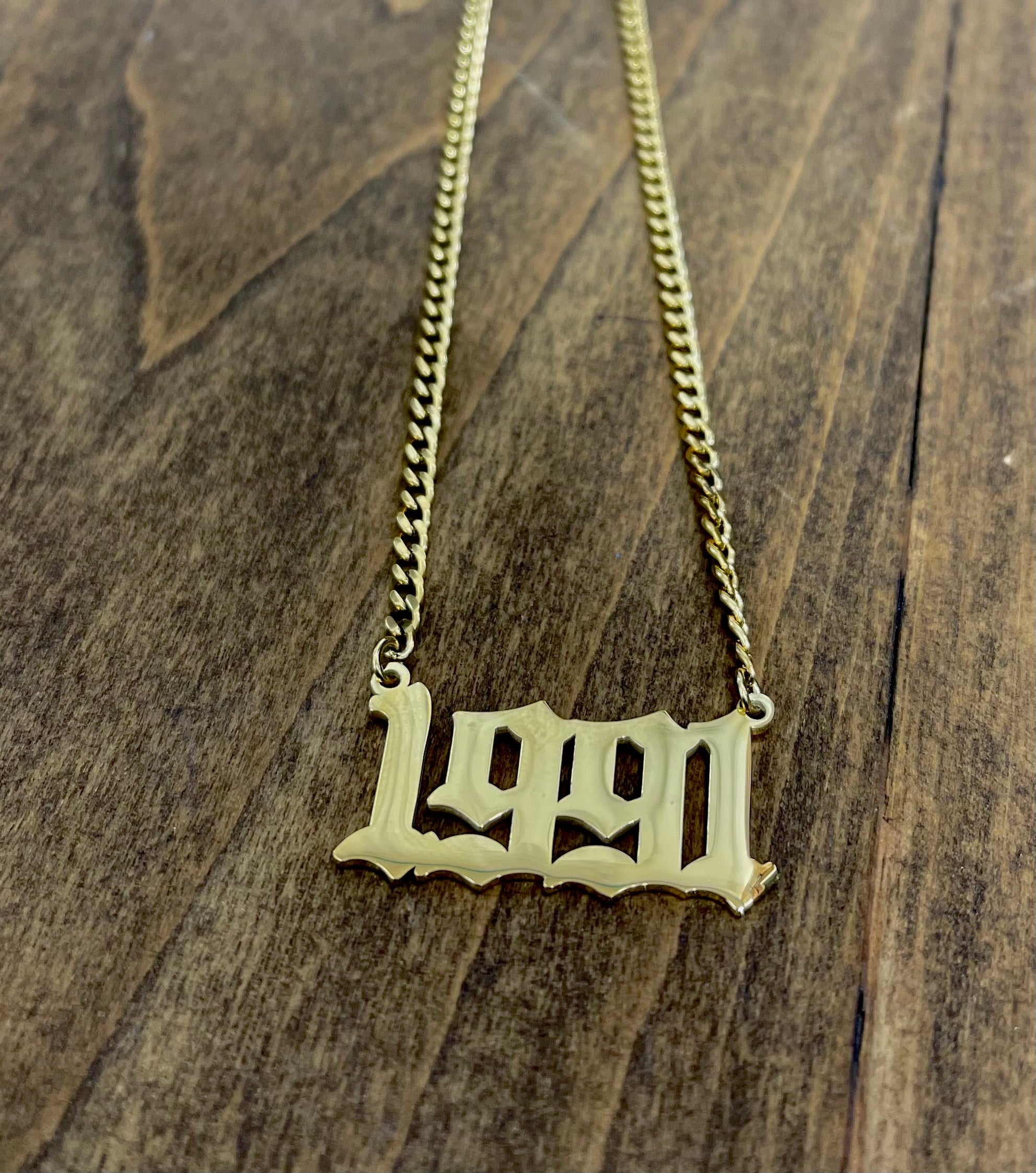 Gold Plated Old English Year Cuban Link Necklace