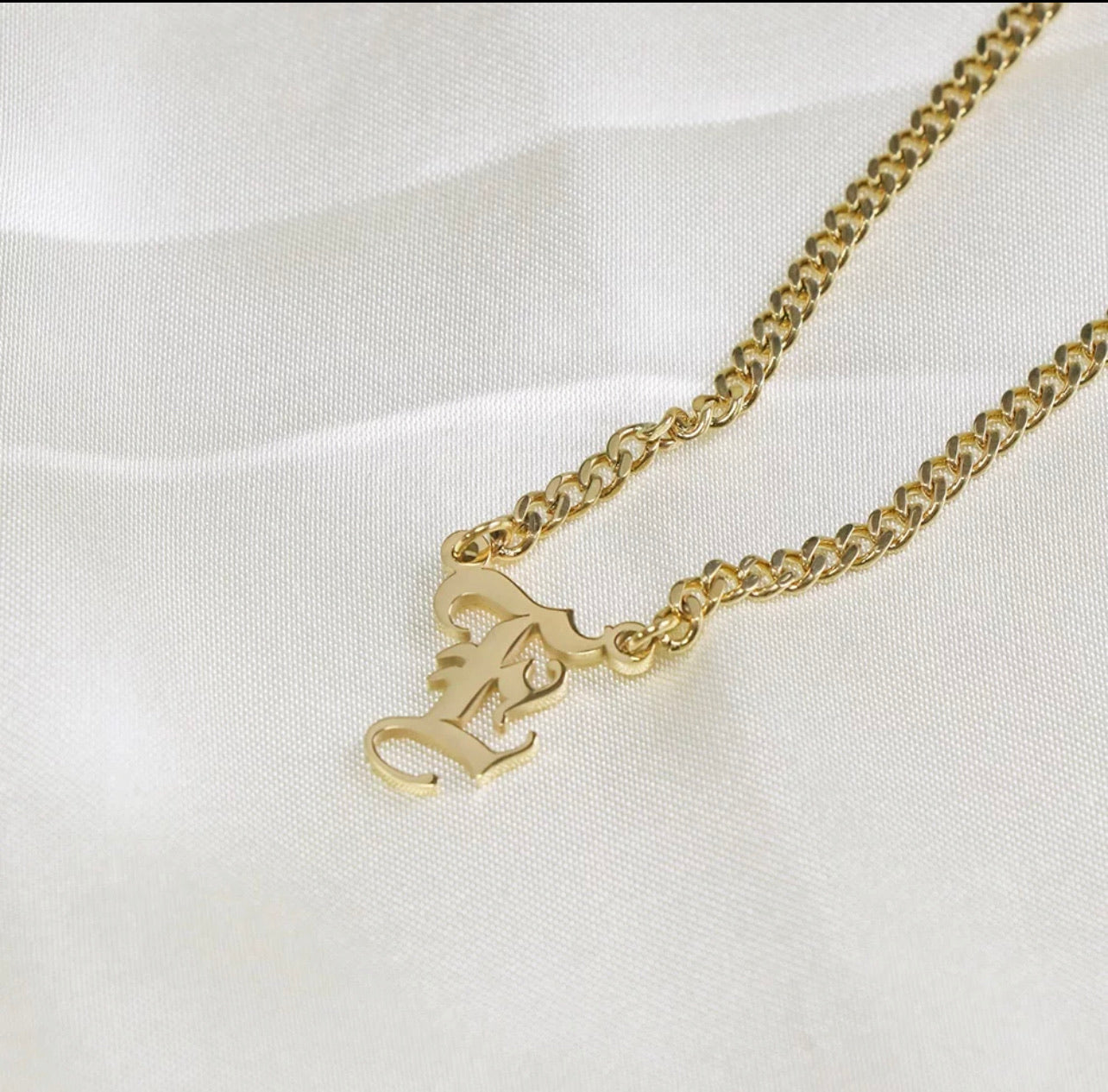Old English Letter Gold Plated Cuban Chain Link Necklace