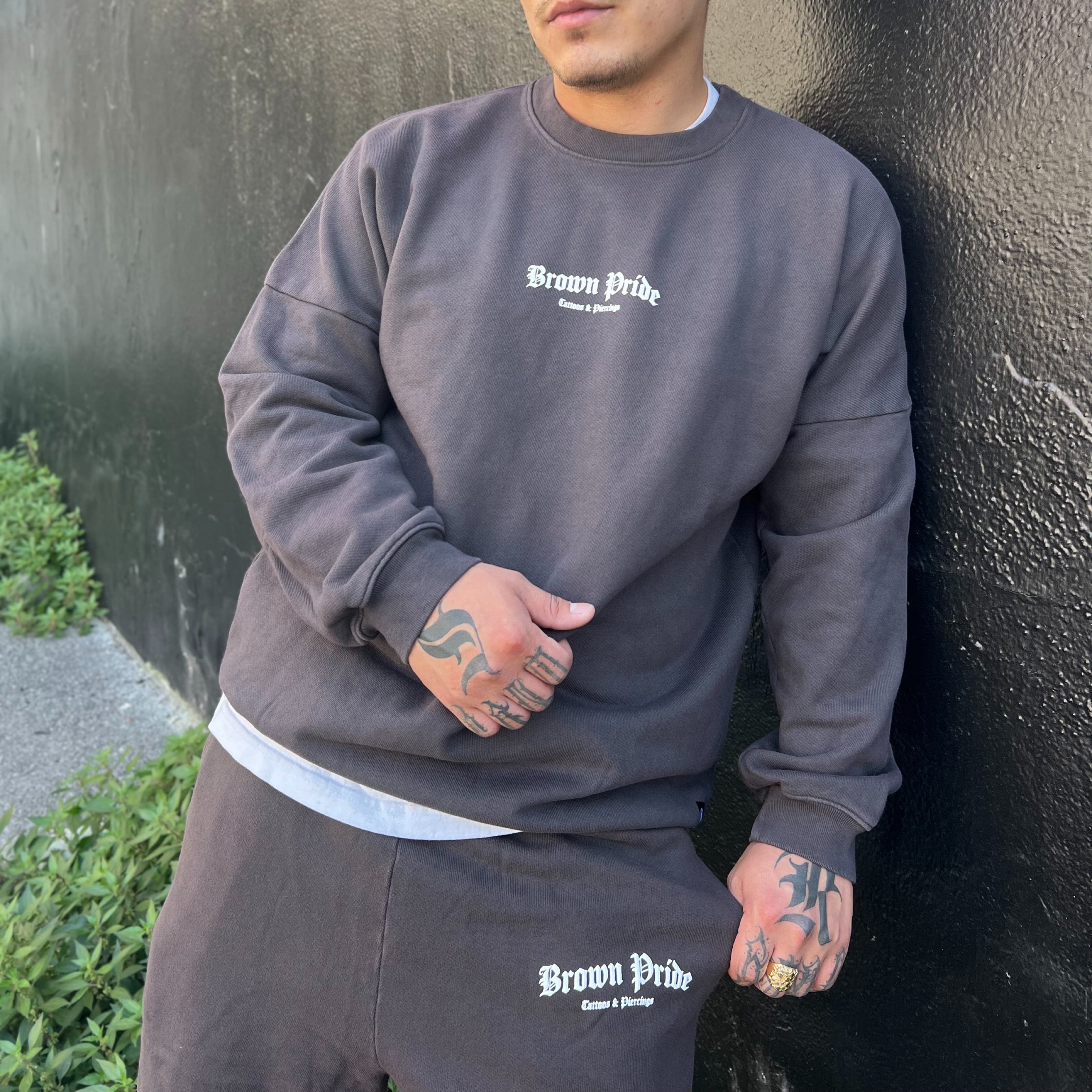 Grey Brown Pride Crew Neck and Sweatpants Set