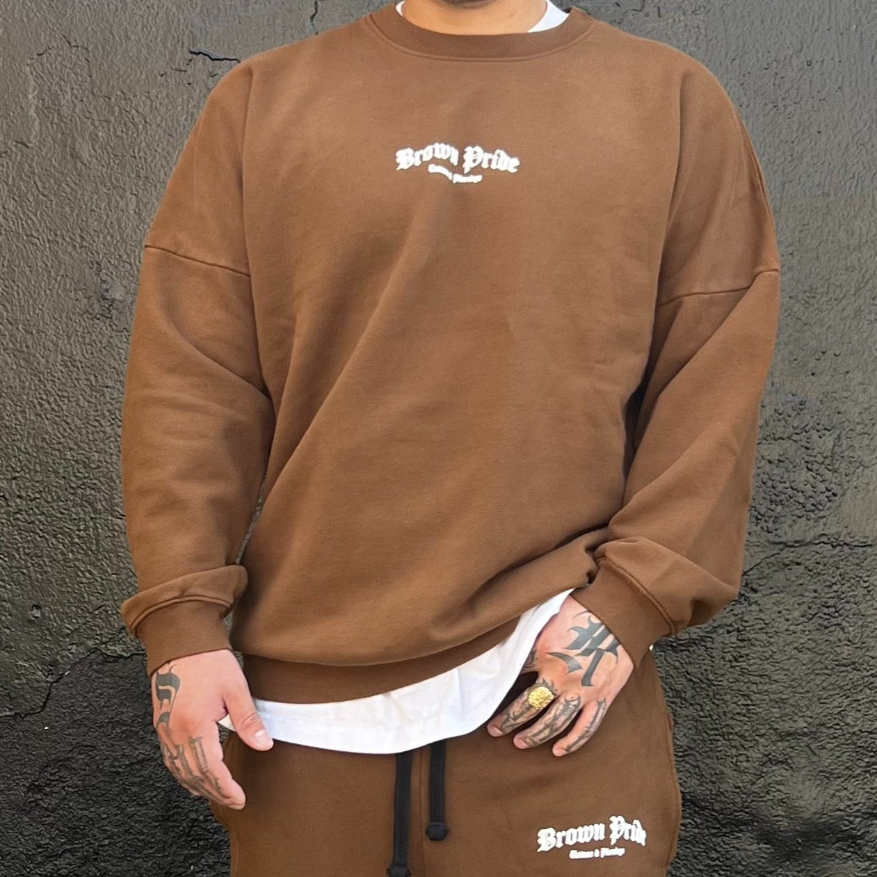 Brown Brown Pride Crew Neck and Sweatpants Set