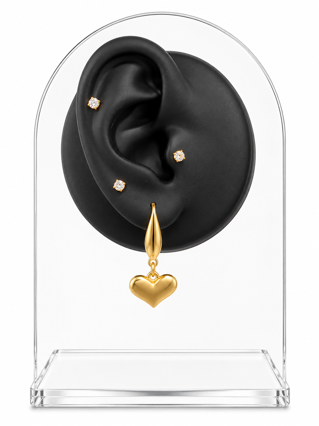 Gold Heart Dangly Earring