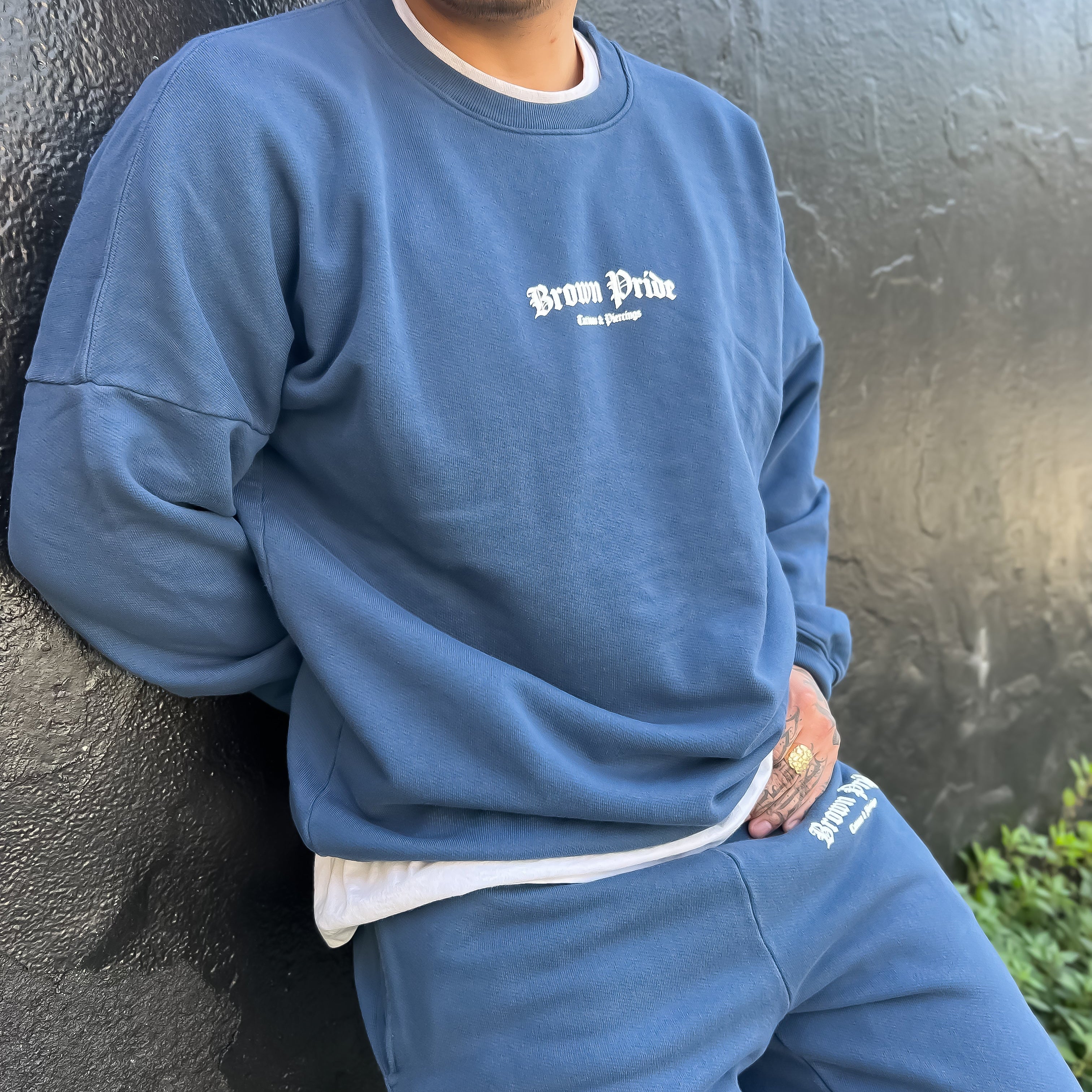 Blue Brown Pride Crew Neck and Sweatpants Set