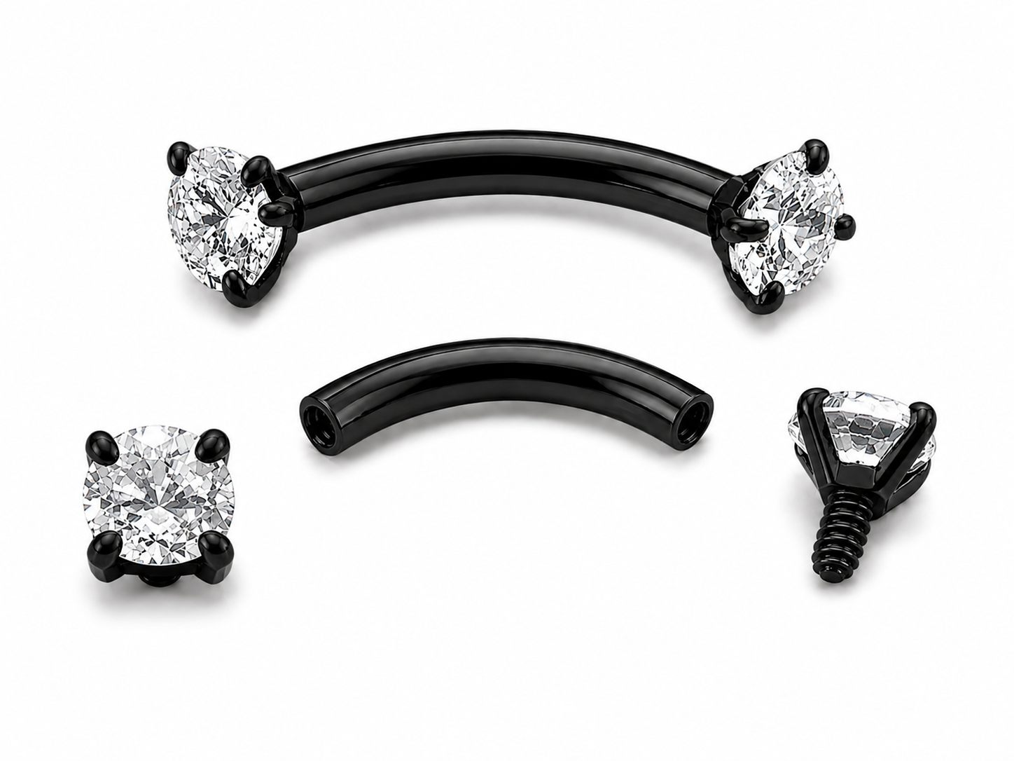 Black Gem- Snake Eye Curved Bar