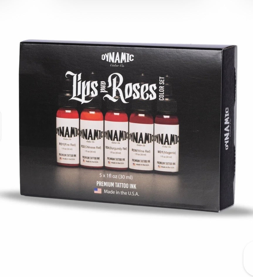 Dynamic tattoo Ink Lips Roses Color Set