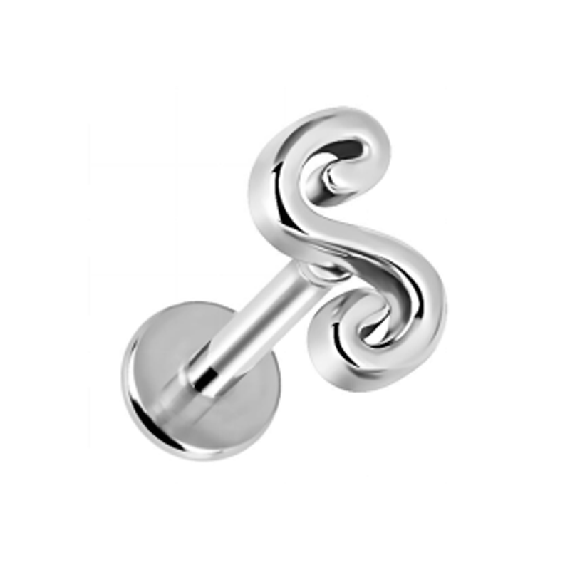 Steel Swirl Top Internally Threaded Flat Back Tragus