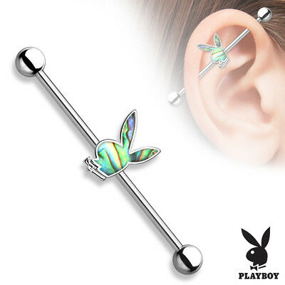 Abalone Inlaid Playboy Bunny Industrial Barbell