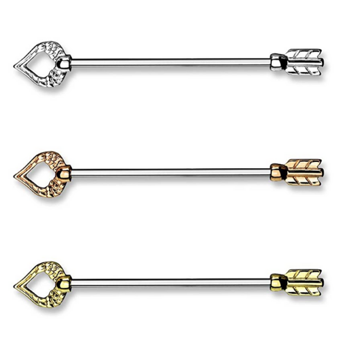 Heart and Feather Arrow Industrial Barbell