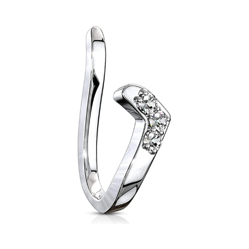 CZ Lined Small Chevron Non Piercing Nose Clip