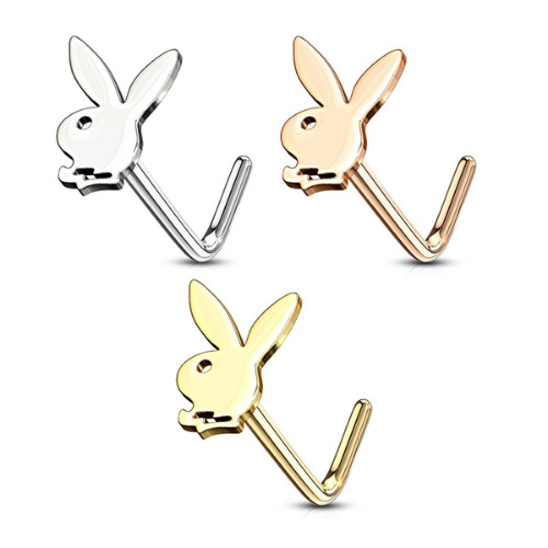 Playboy Bunny Top L Bend Nose Stud Ring
