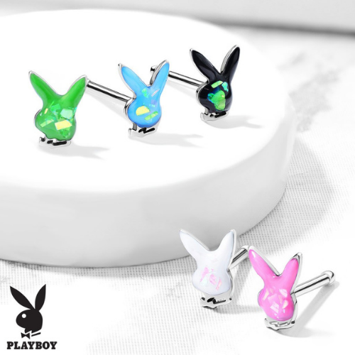Playboy Bunny Opal Glitter Filled Top Nose Bone Stud Ring
